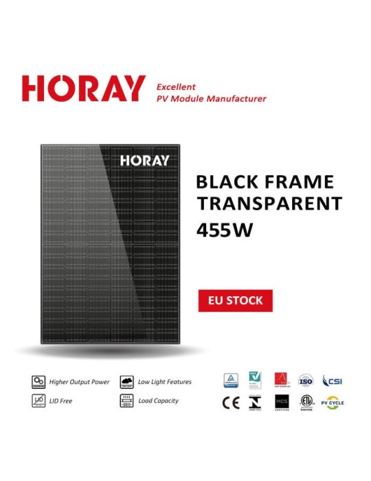 37stk 455W Photovoltaic/Solar Panel/PV Module/Full black/Double Glass/Bifacial